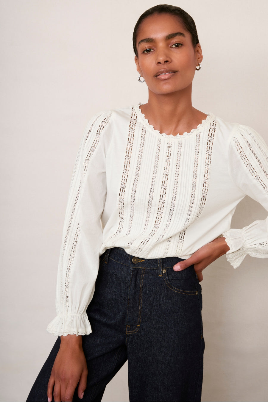 Rhea Pintuck Top - Ivory