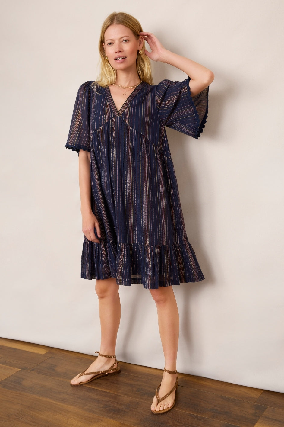 Riley Dress - Midnight/Multi Stripe