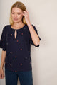 Rochelle Embroidered Jersey Top - Midnight