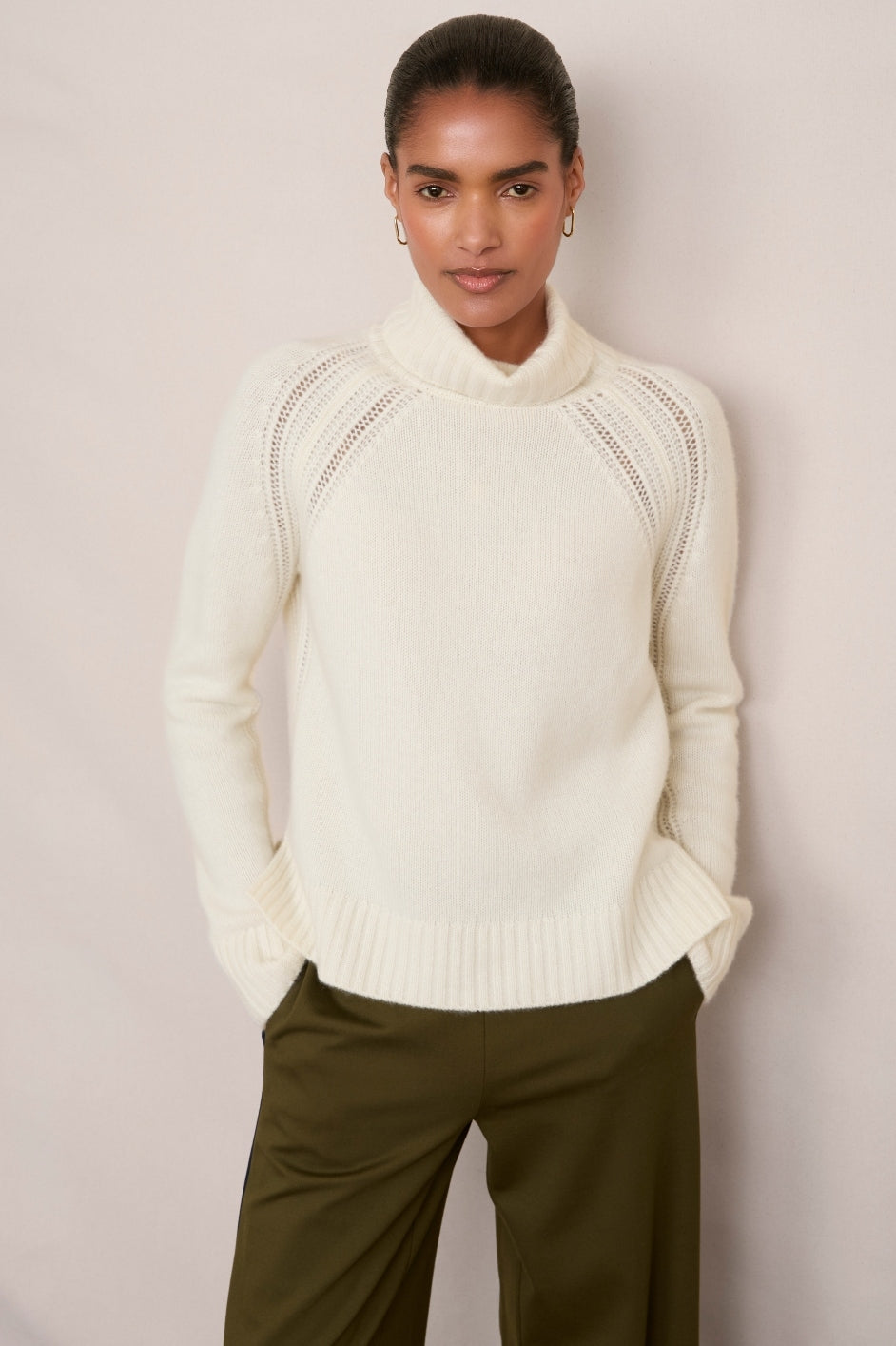 Charlotte Pointelle Cashmere Jumper - Ivory Sparkle