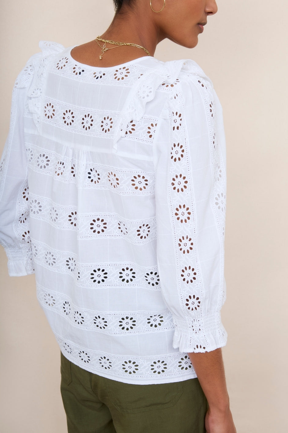 Romee Broderie Blouse - White