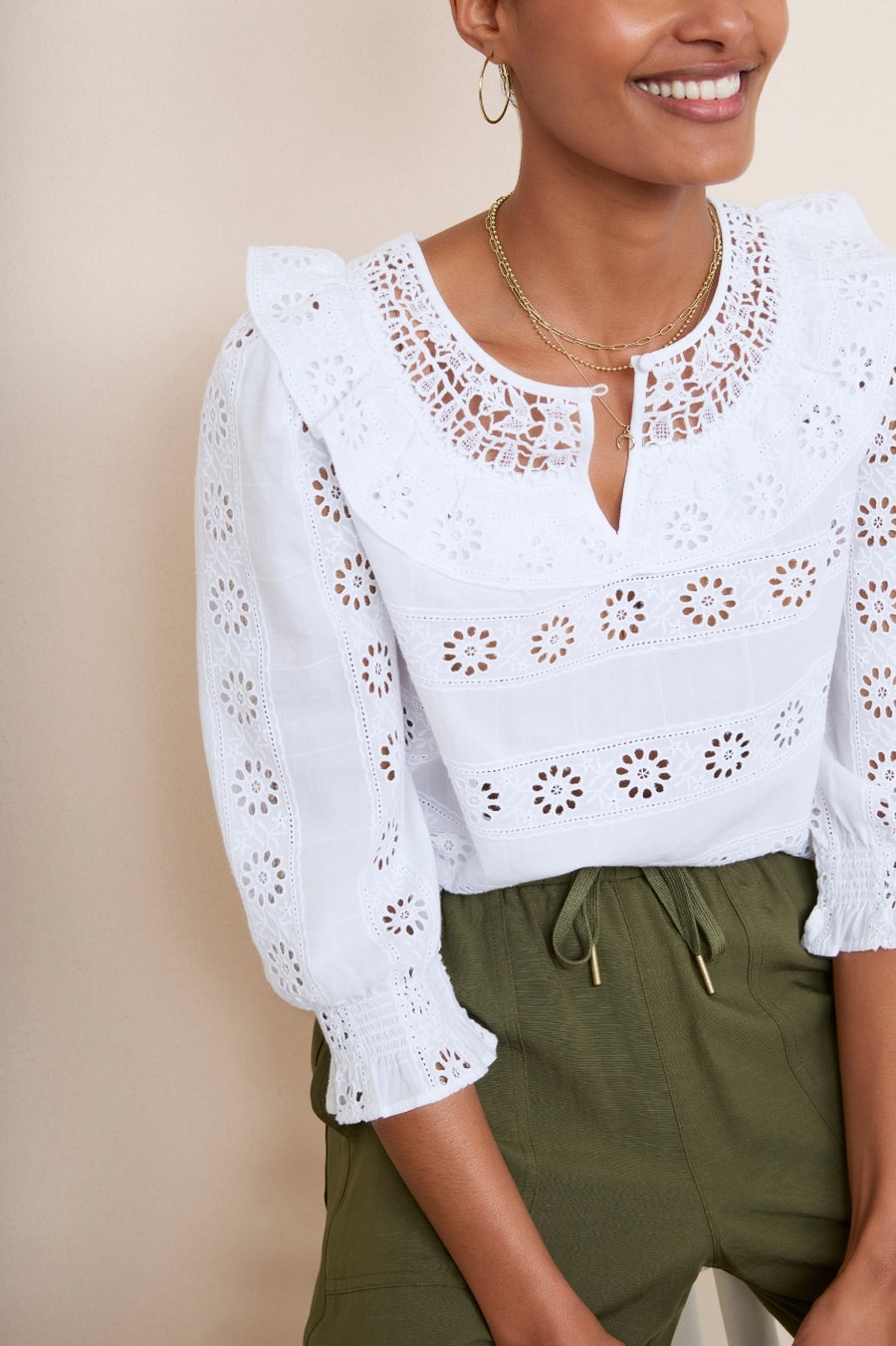 Romee Broderie Blouse - White