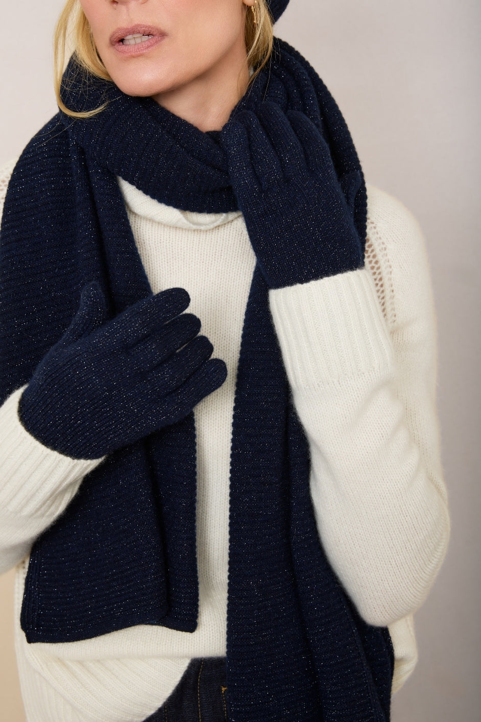 Rosie Cashmere Gloves - Midnight Sparkle