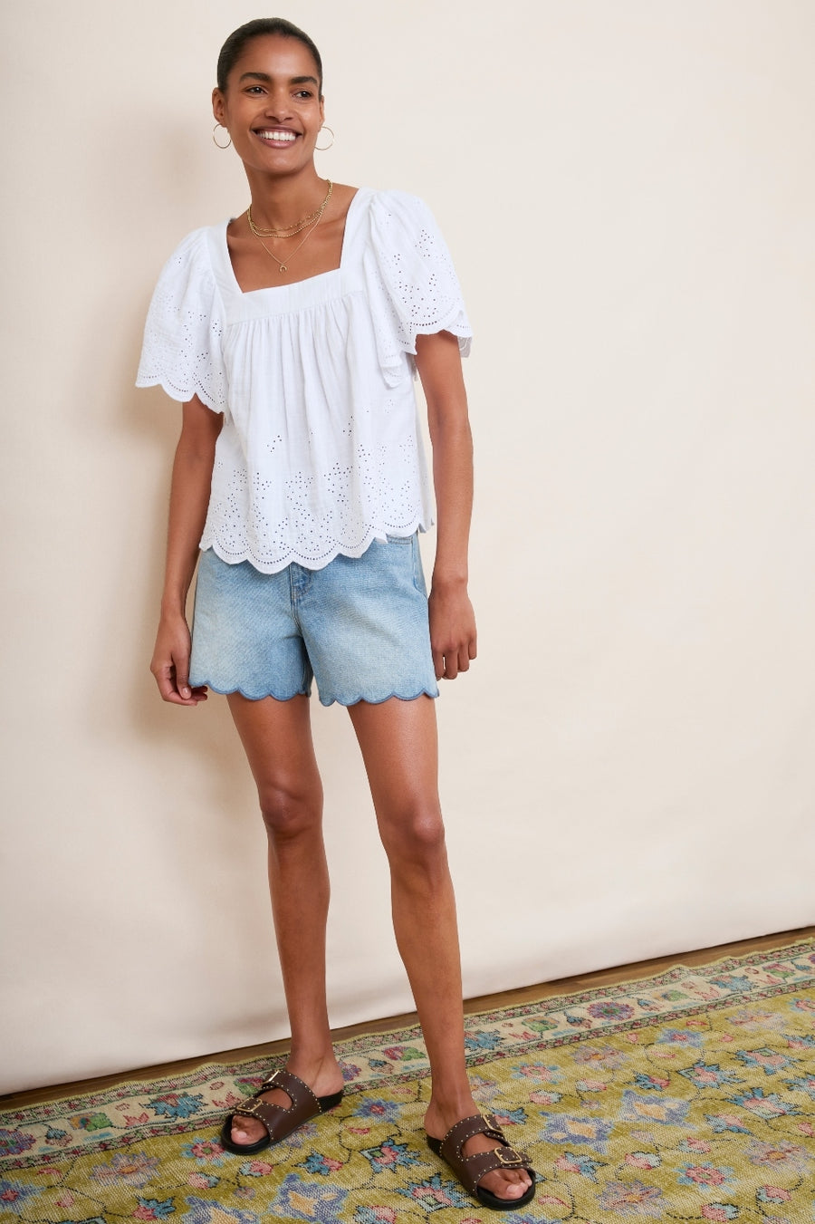 Zoe Double Gauze Top - White