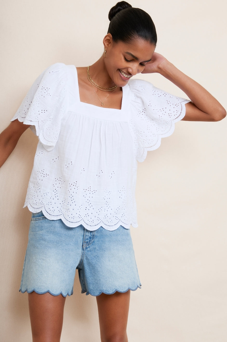 Zoe Double Gauze Top - White