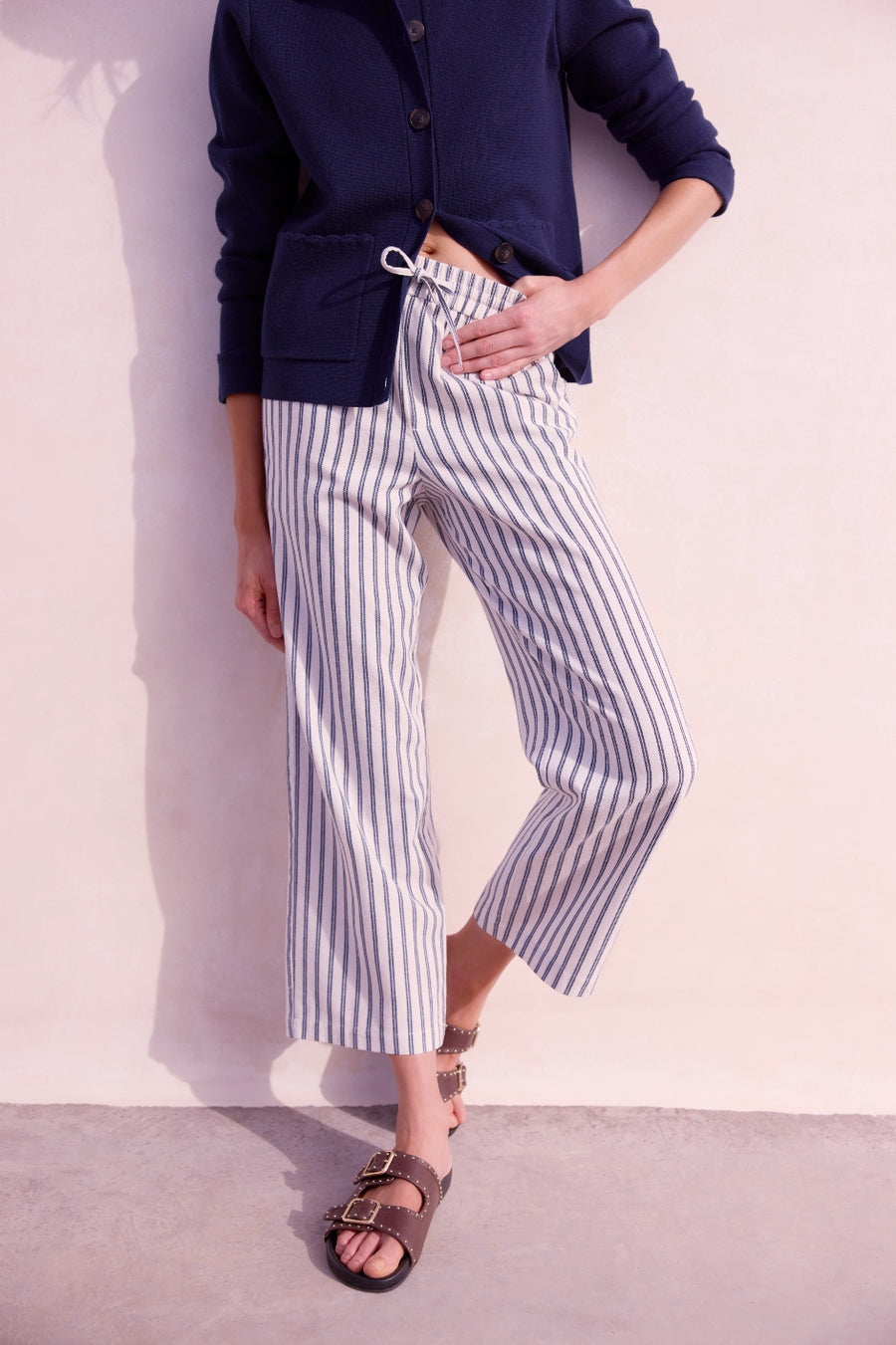 Everly Stripe Trousers - Blue/Ivory