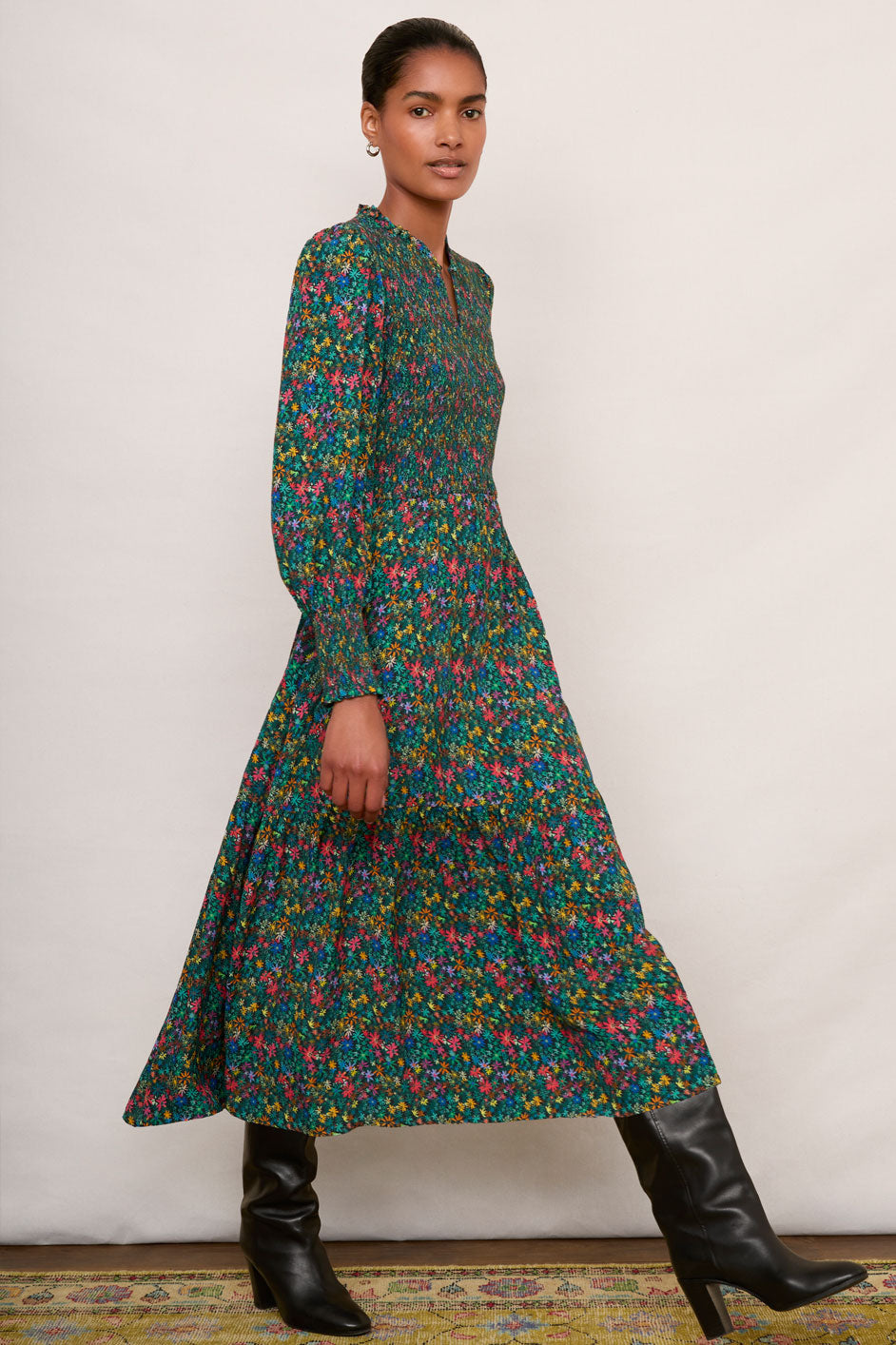 Sabine Dress - Green Floral