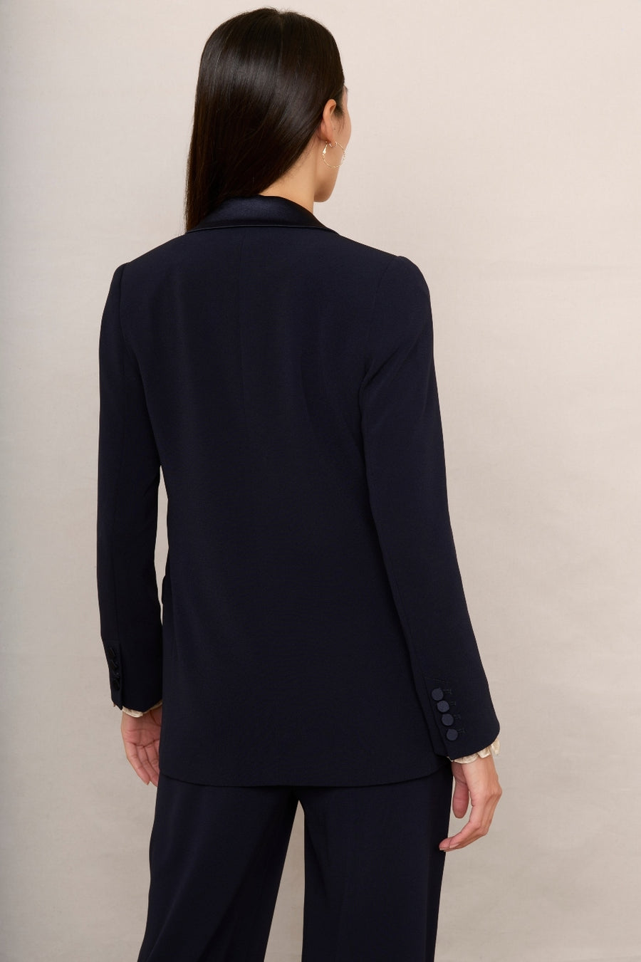 Sadie Satin Tux Jacket - Midnight