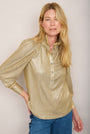 Sathony Metallic Frill Neck Top - Gold