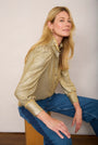 Sathony Metallic Frill Neck Top - Gold