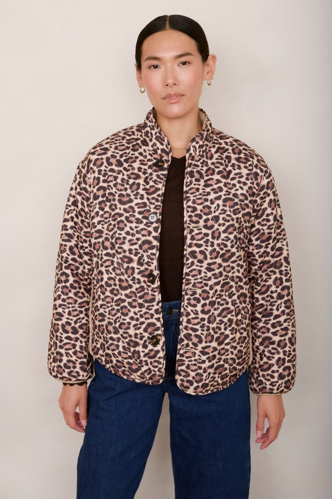 Shannon Reversible Borg Jacket - Leopard/Taupe