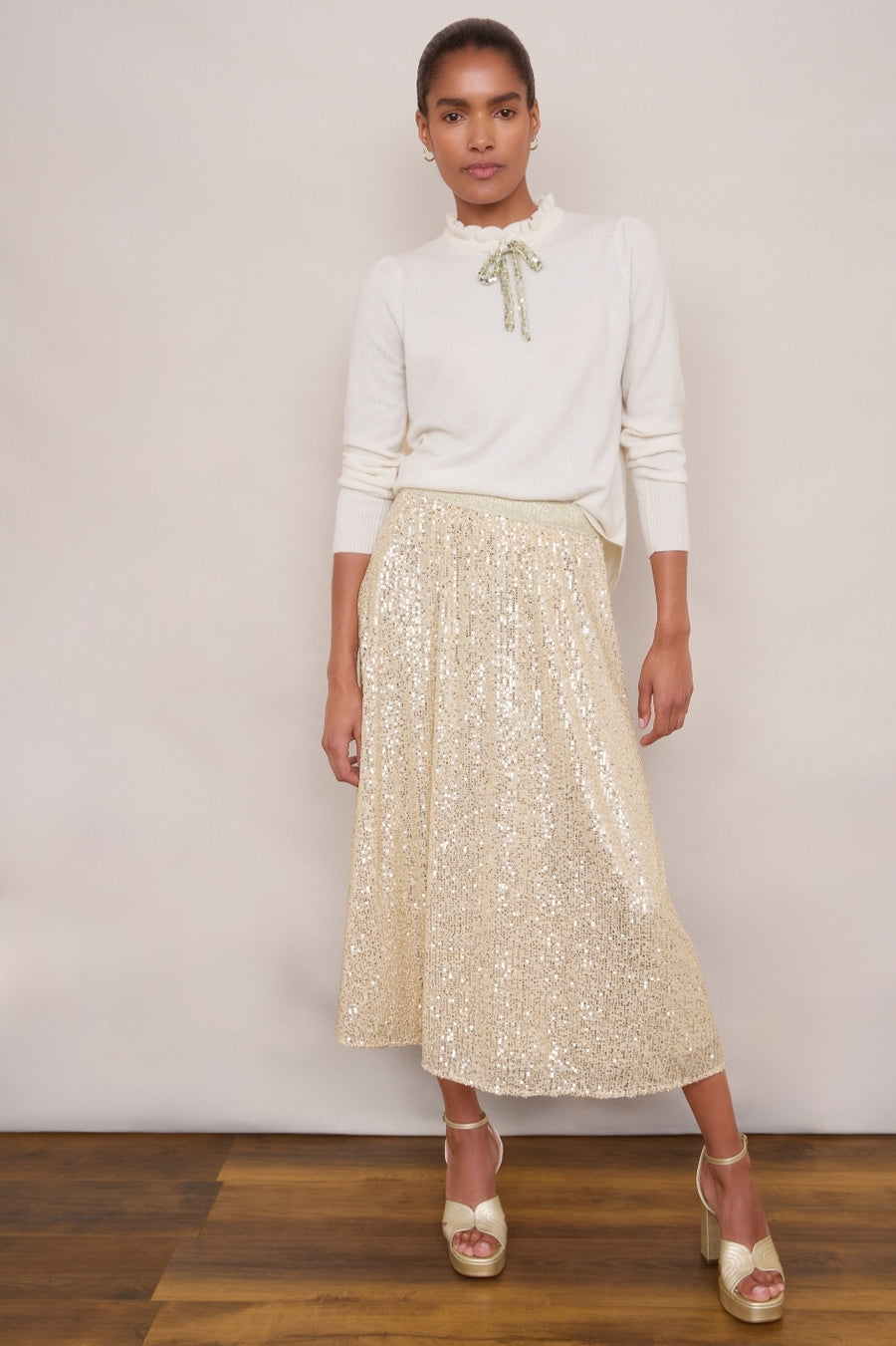 Sienna Sequin Skirt - Champagne