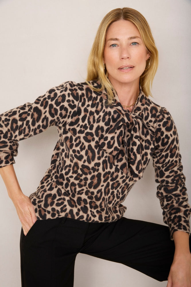 Sierra Tie Neck Jumper - Leopard