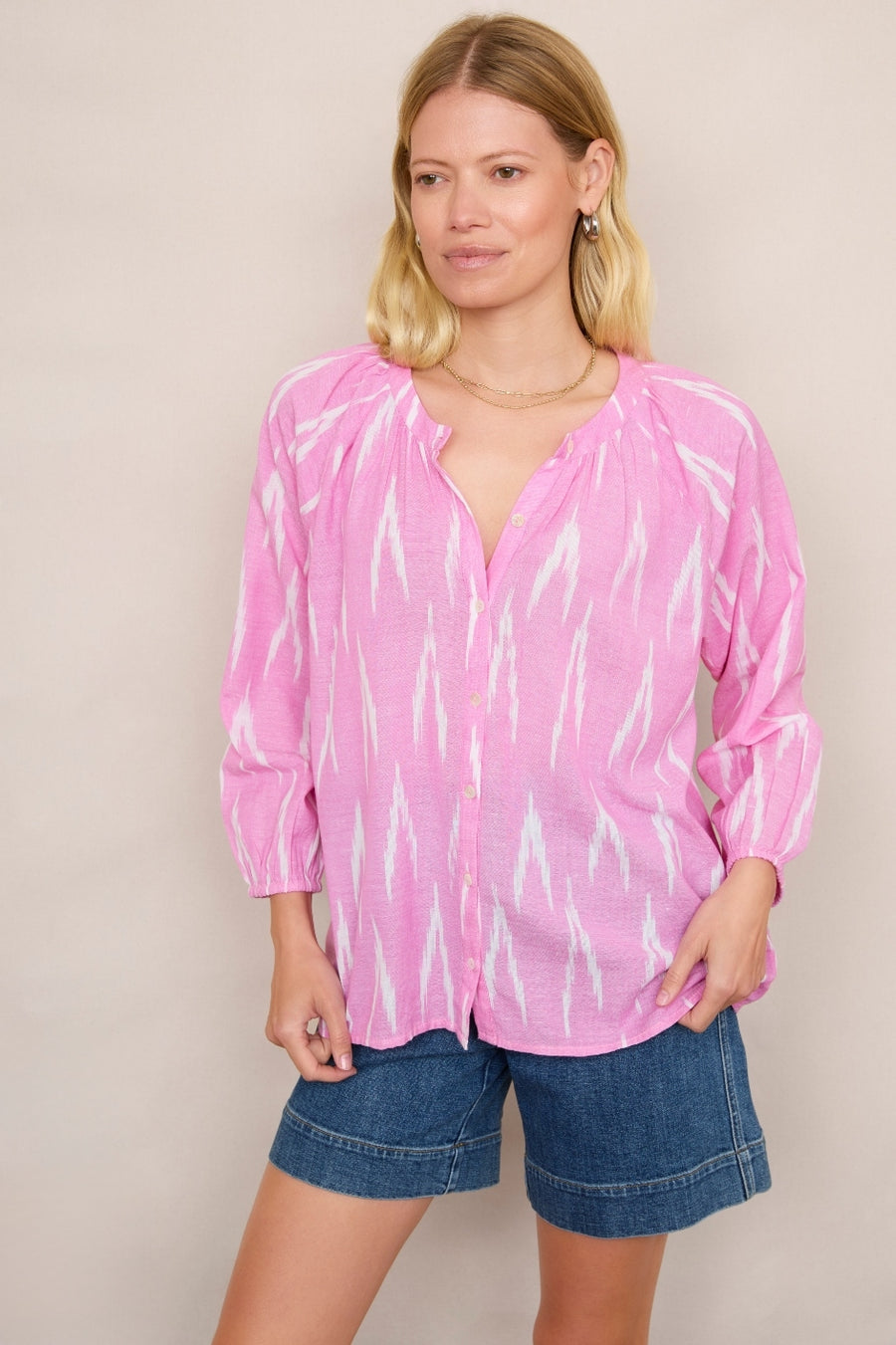 Skylar Blouse - Pink Ikat