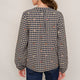 Skylar Embroidery Blouse - Navy/Tan