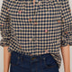 Skylar Embroidery Blouse - Navy/Tan