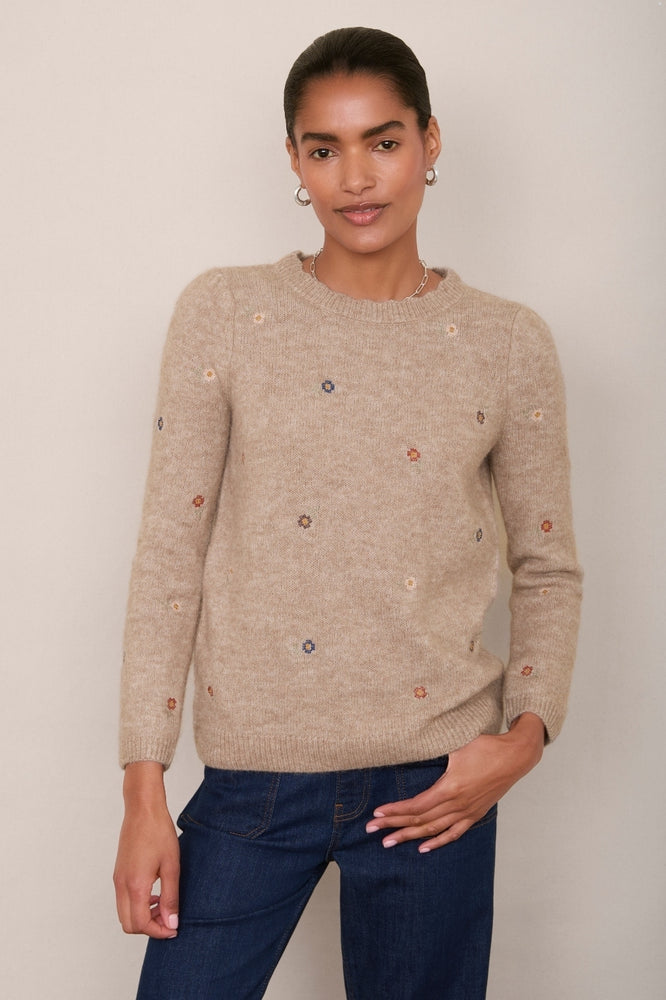 Sophia Jumper - Taupe Embroidered