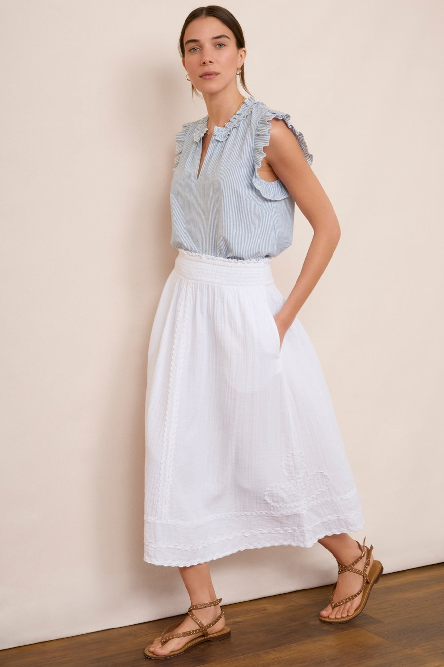 Sophia Ric Rac Skirt - White