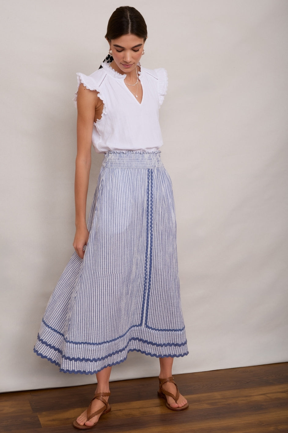 Sophia Skirt - Blue Stripe