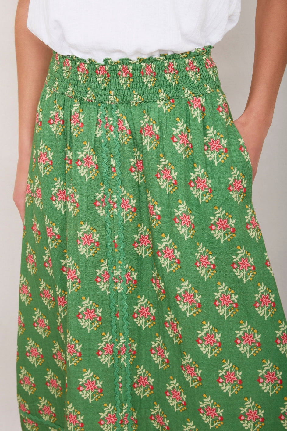 Sophia Skirt - Meadow Green Woodblock