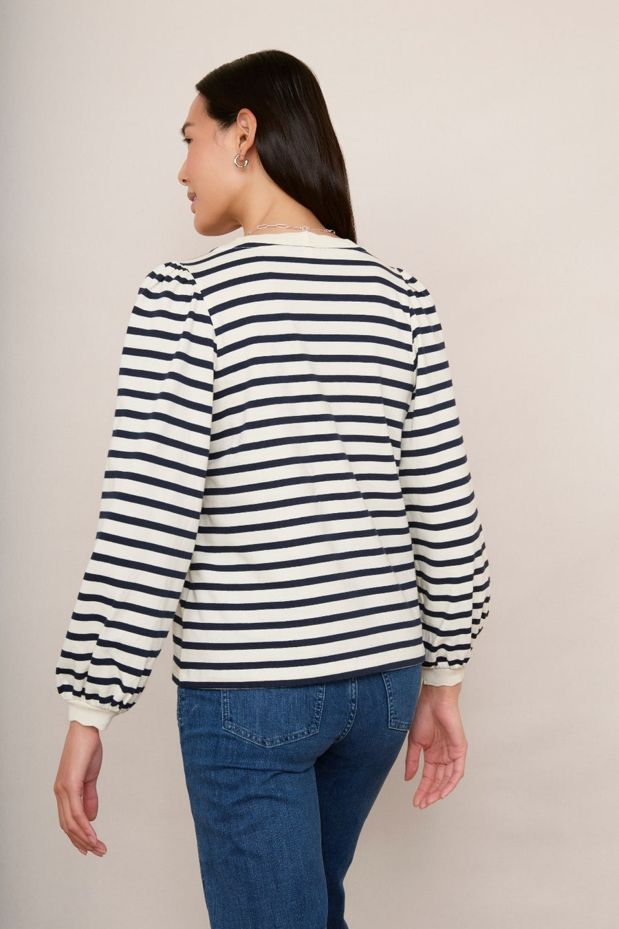 Stephanie Crew Neck - Ivory/Midnight Stripe