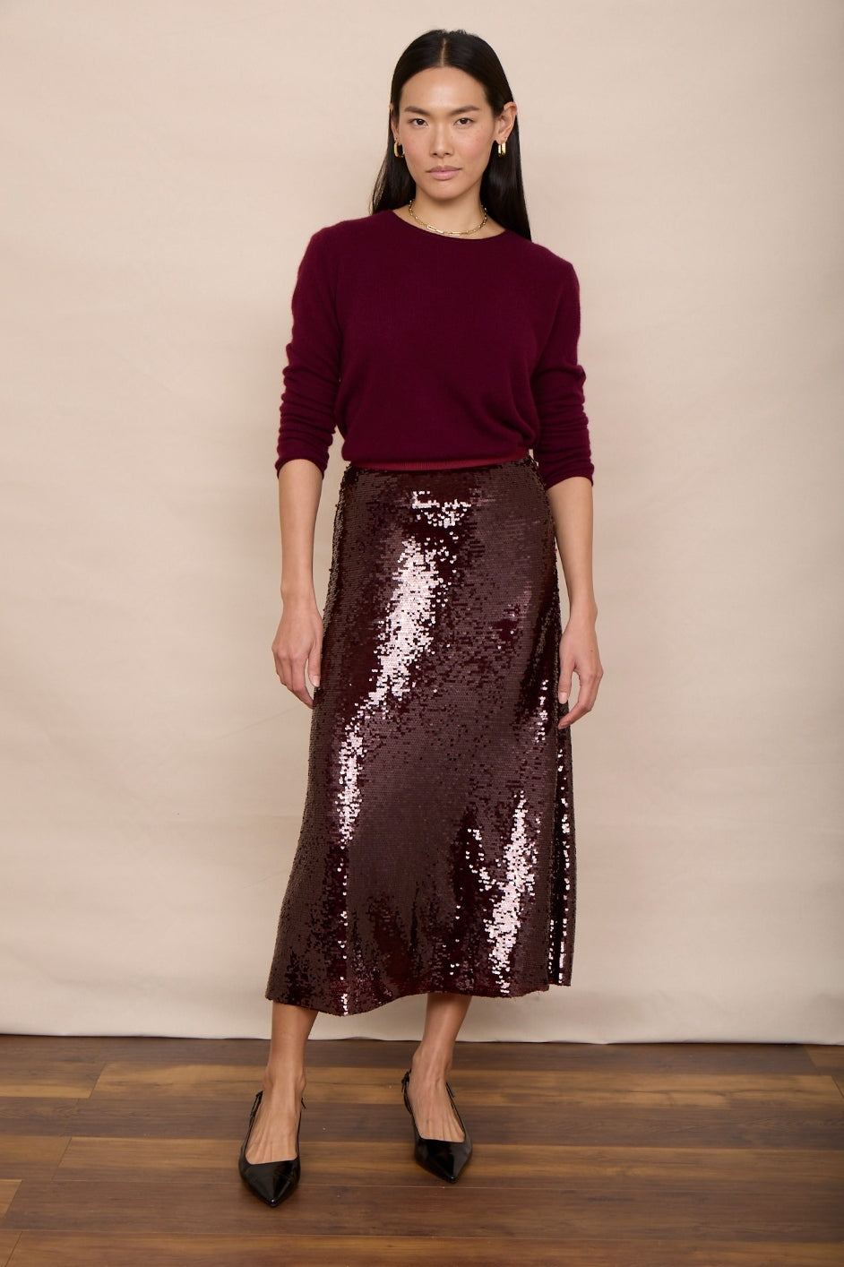 Suzy Sequin Skirt - Plum