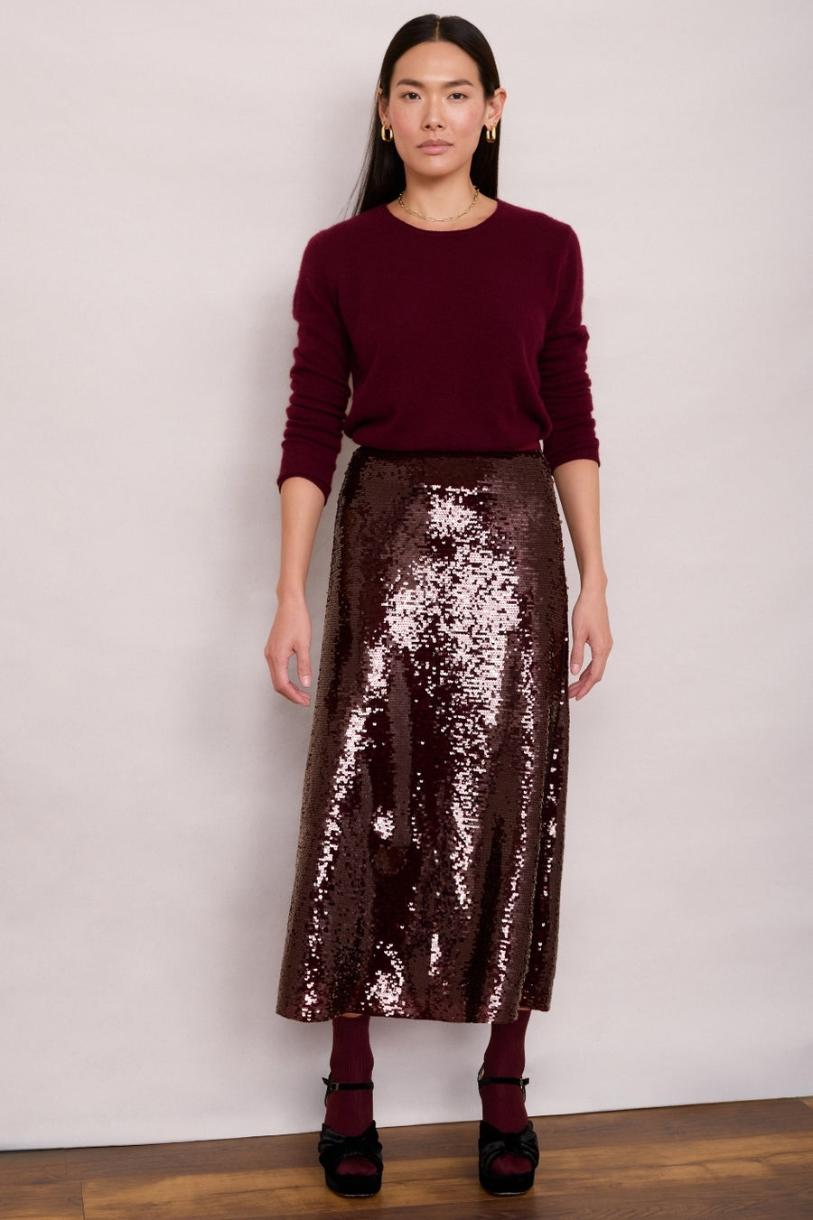 Suzy Sequin Skirt - Plum