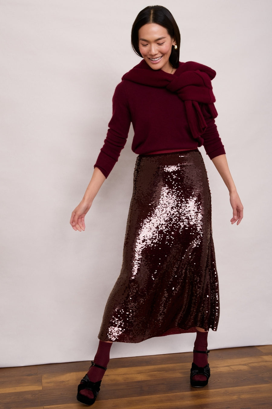 Suzy Sequin Skirt - Plum