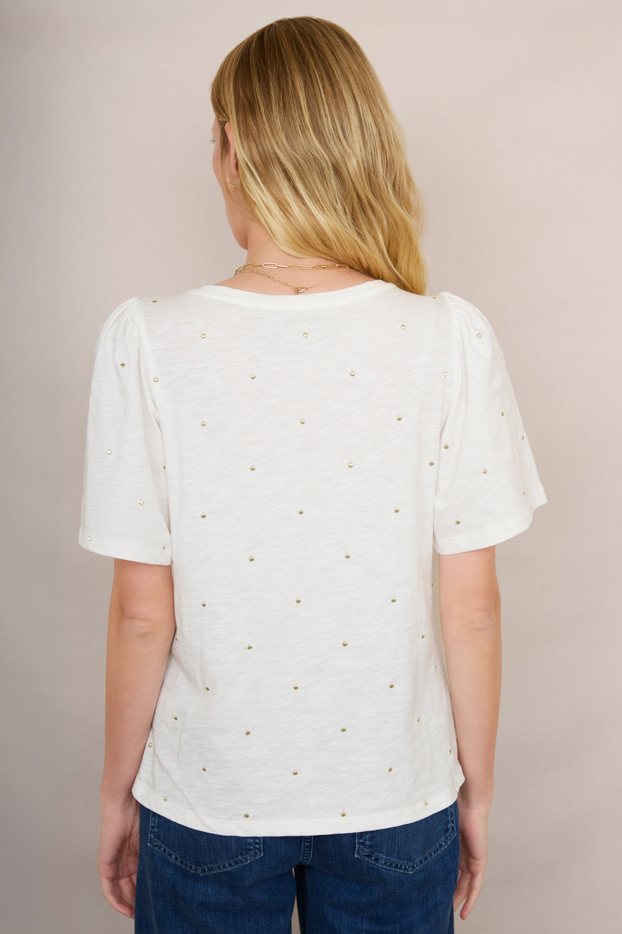 Sylvie Spot Tee - Ivory/Gold