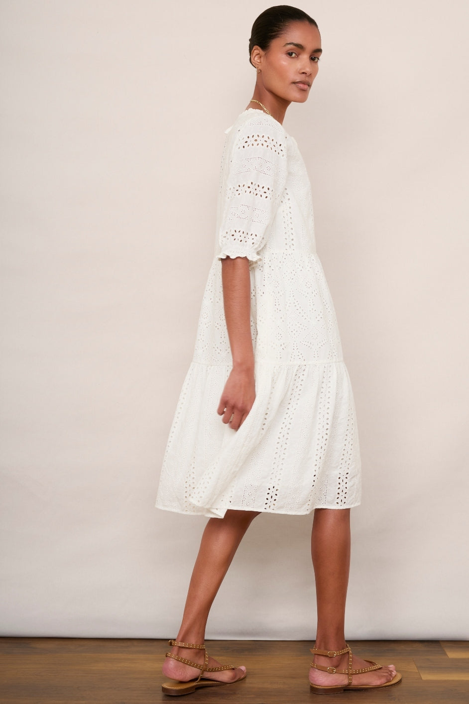 Talina Broderie Dress - Ivory