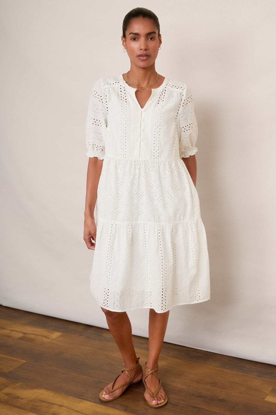 Talina Broderie Dress - Ivory