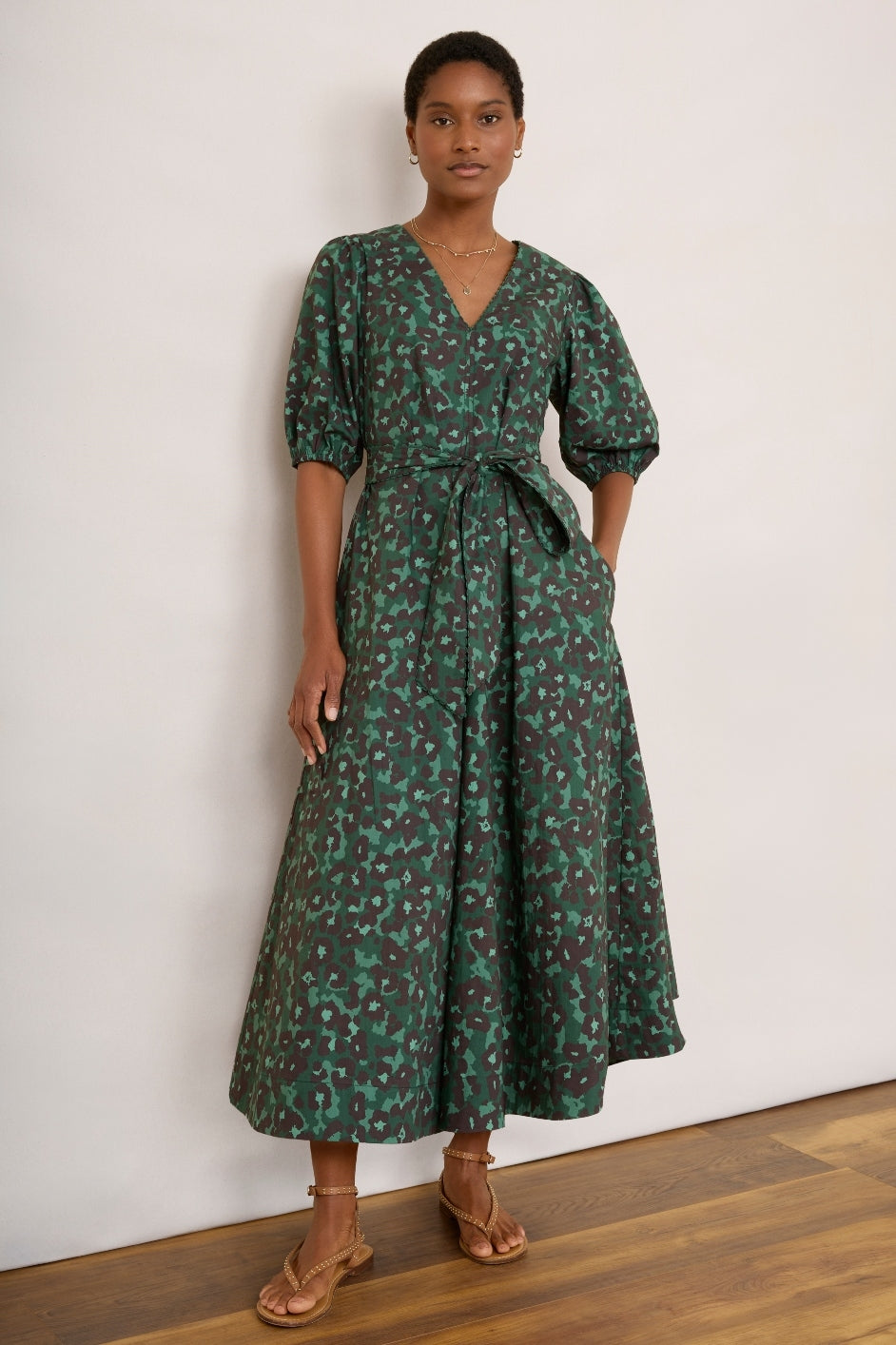 Tamsin Dress - Green Leopard