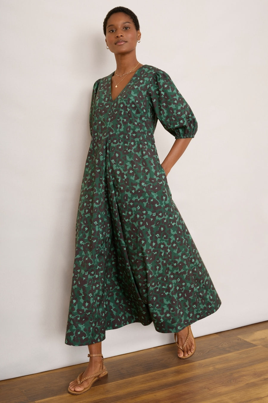 Tamsin Dress - Green Leopard