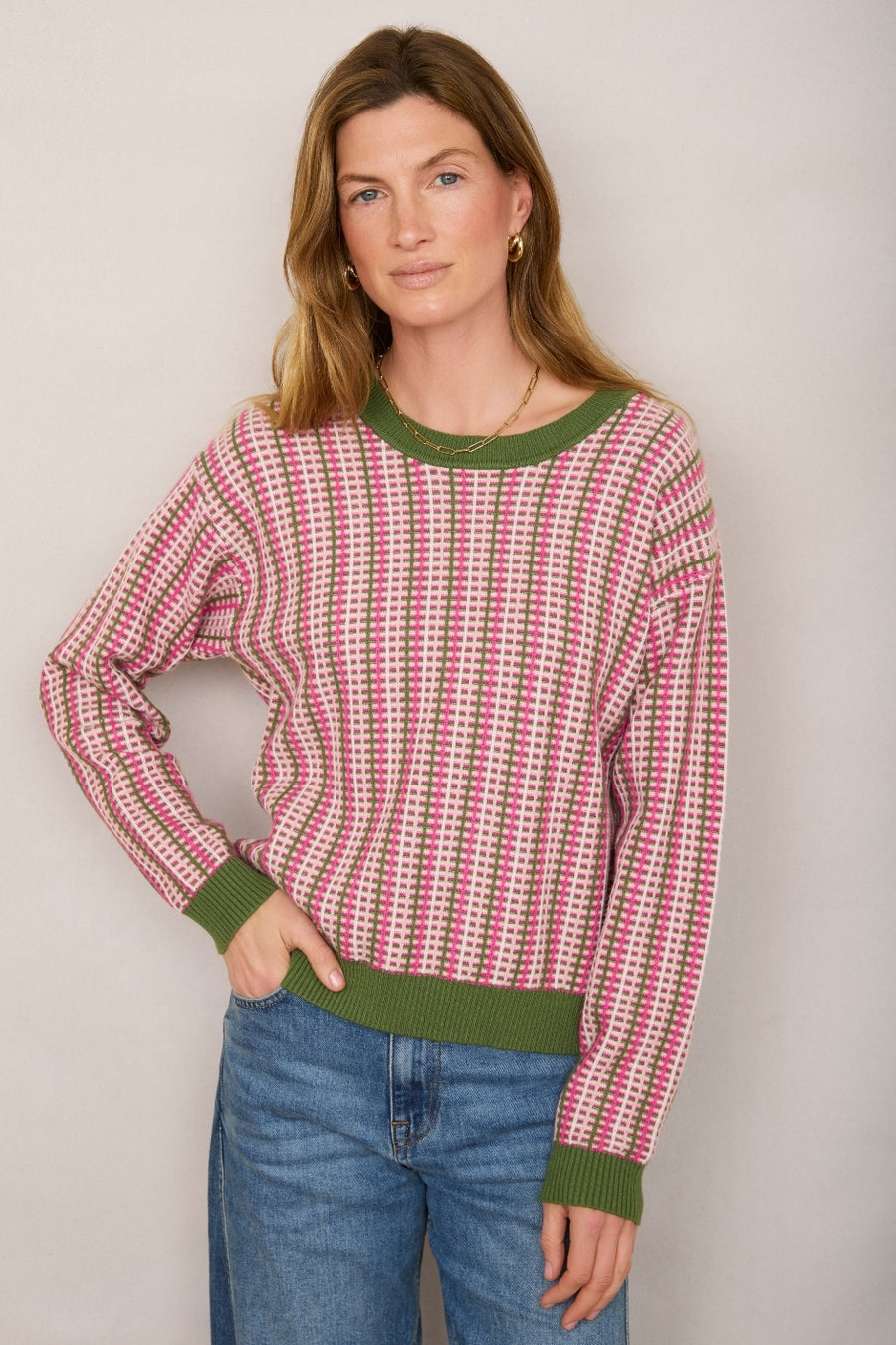 Therese Textured Jumper - Candy Pink/Peridot