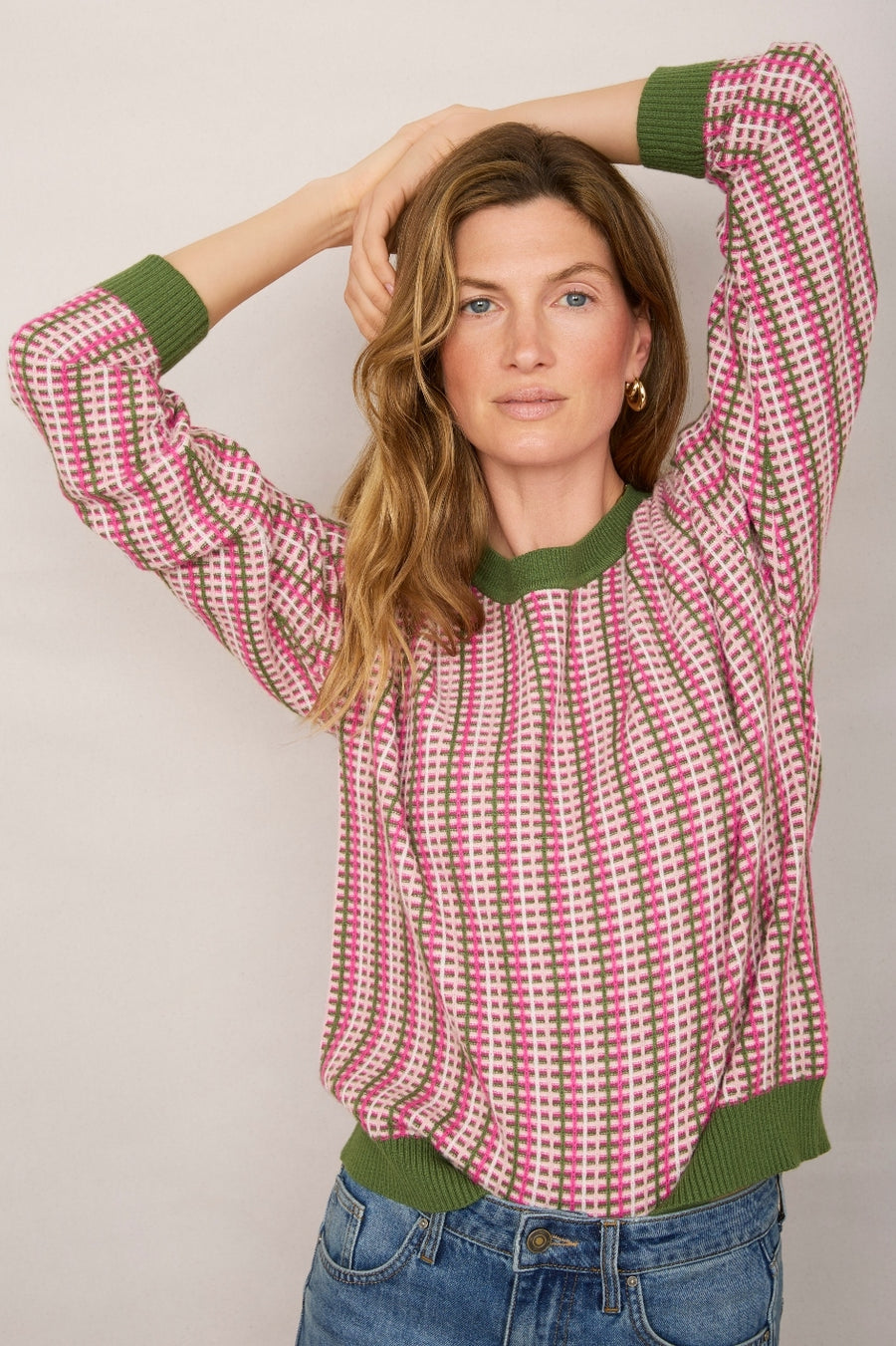 Therese Textured Jumper - Candy Pink/Peridot