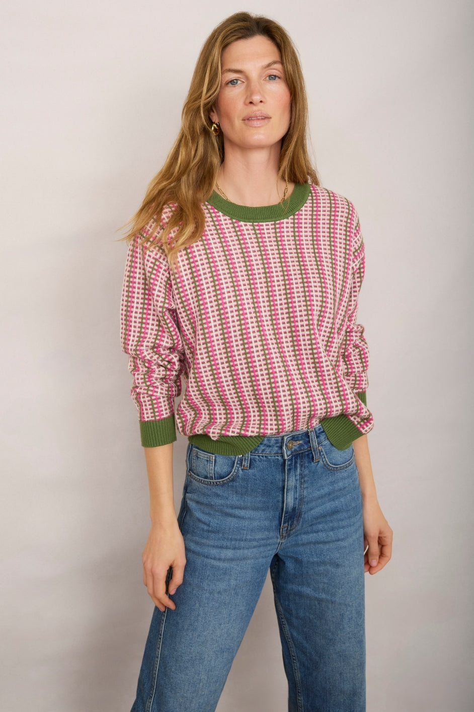 Therese Textured Jumper - Candy Pink/Peridot