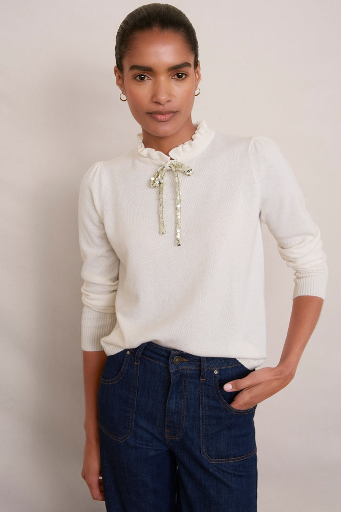 Tilda Tie Detail Jumper - Ivory