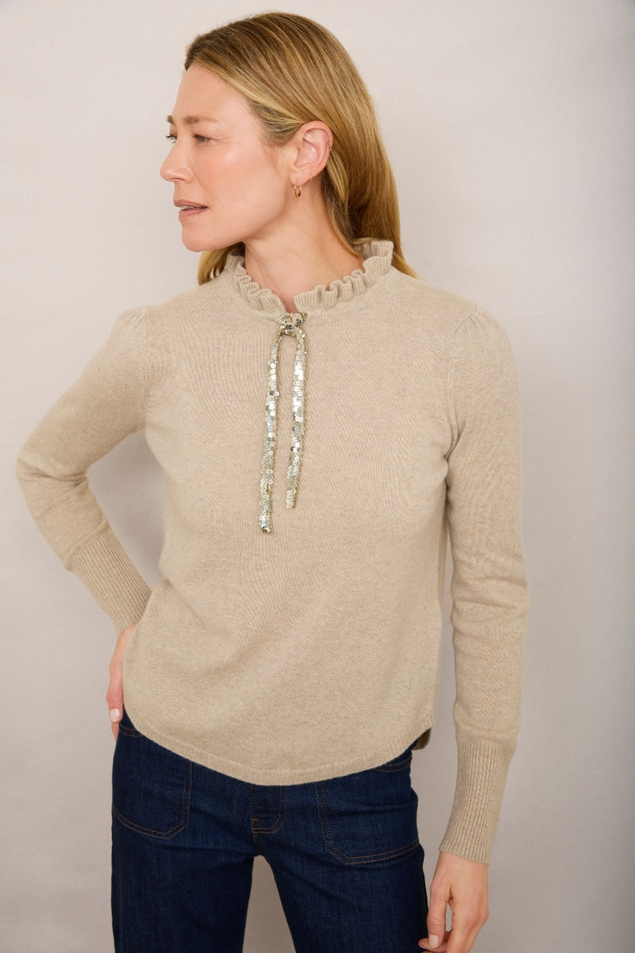 Tilda Tie Detail Jumper - Taupe