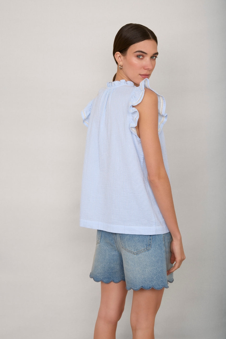 Talya Top - Blue/Ivory Stripe