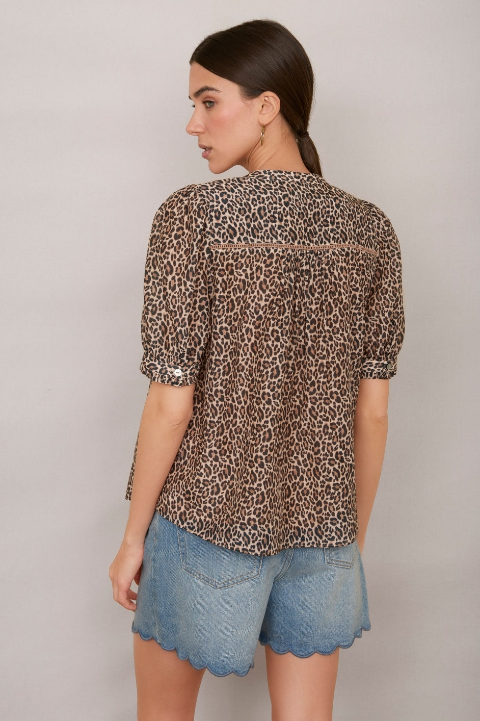 Veda Silk Blend Blouse - Leopard