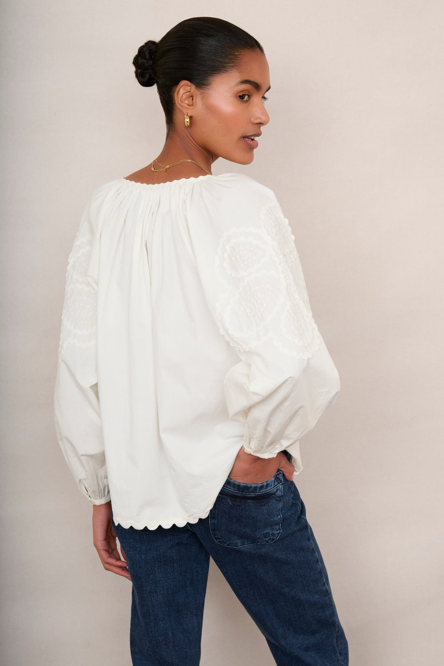 Veritie Ric Rac Blouse - Ivory