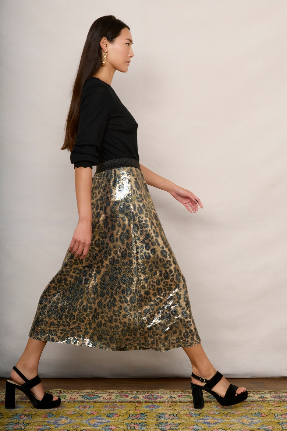 Vivienna Sequin Skirt - Leopard