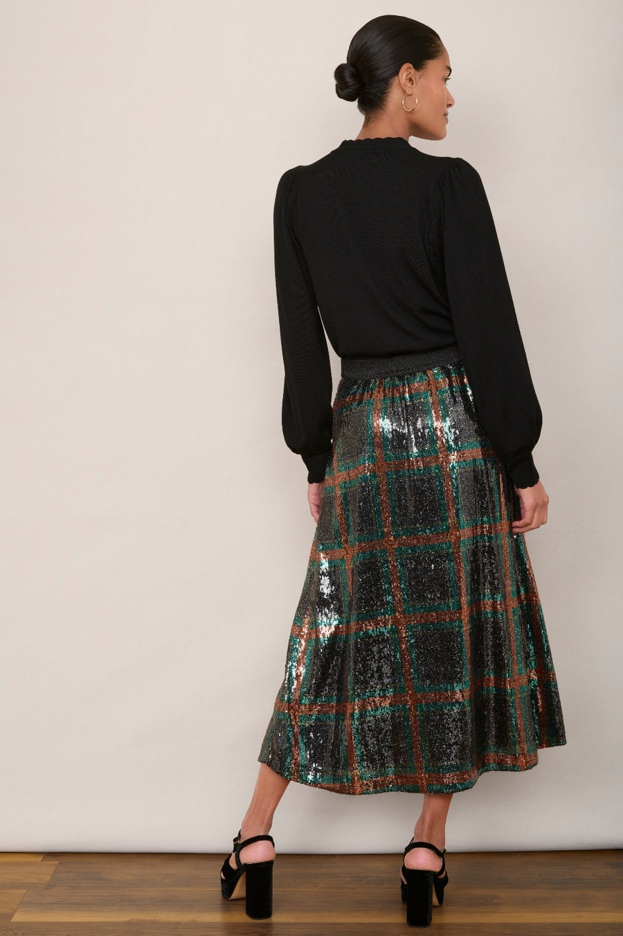 Vivienna Sequin Skirt - Tartan Multi