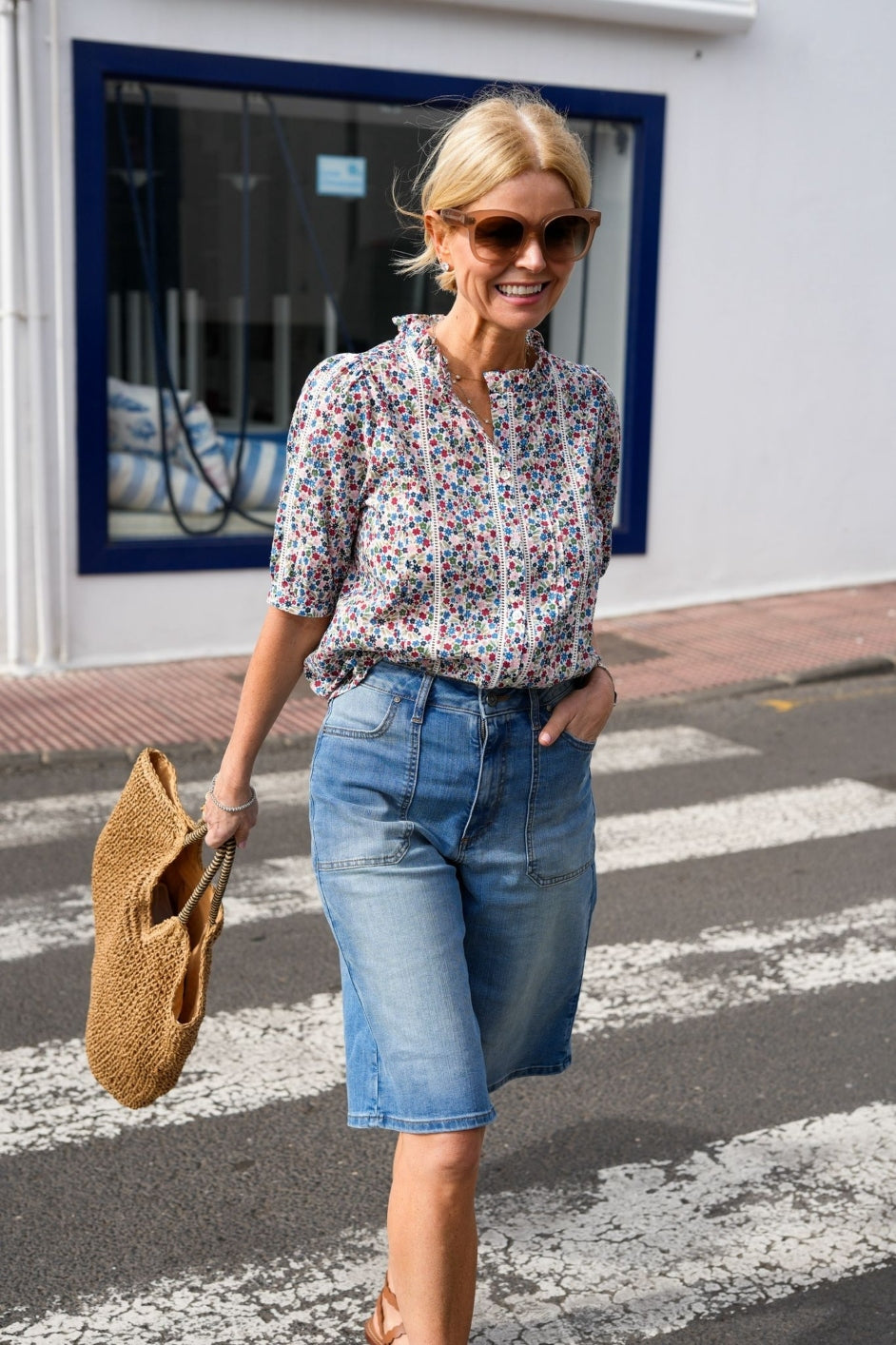 Pansy Pintuck Blouse - Ivory Ditsy Floral