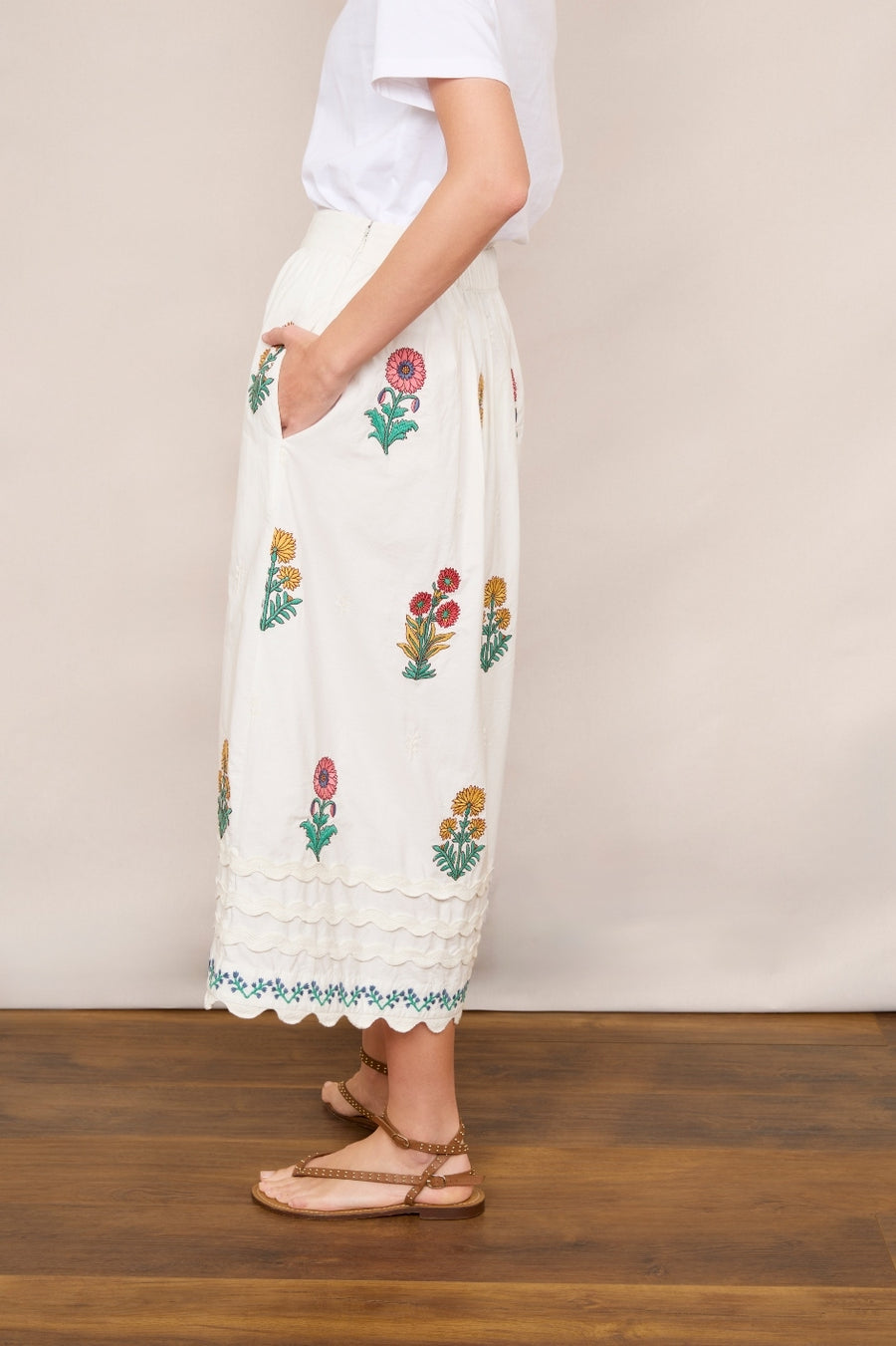 Yasmin Embroidered Skirt  - White