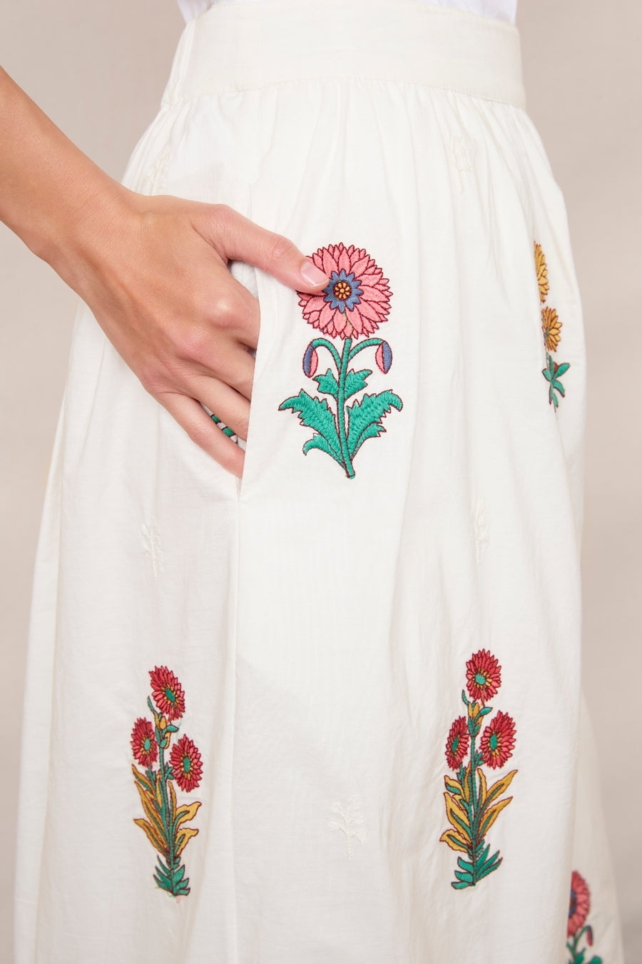 Yasmin Embroidered Skirt  - White