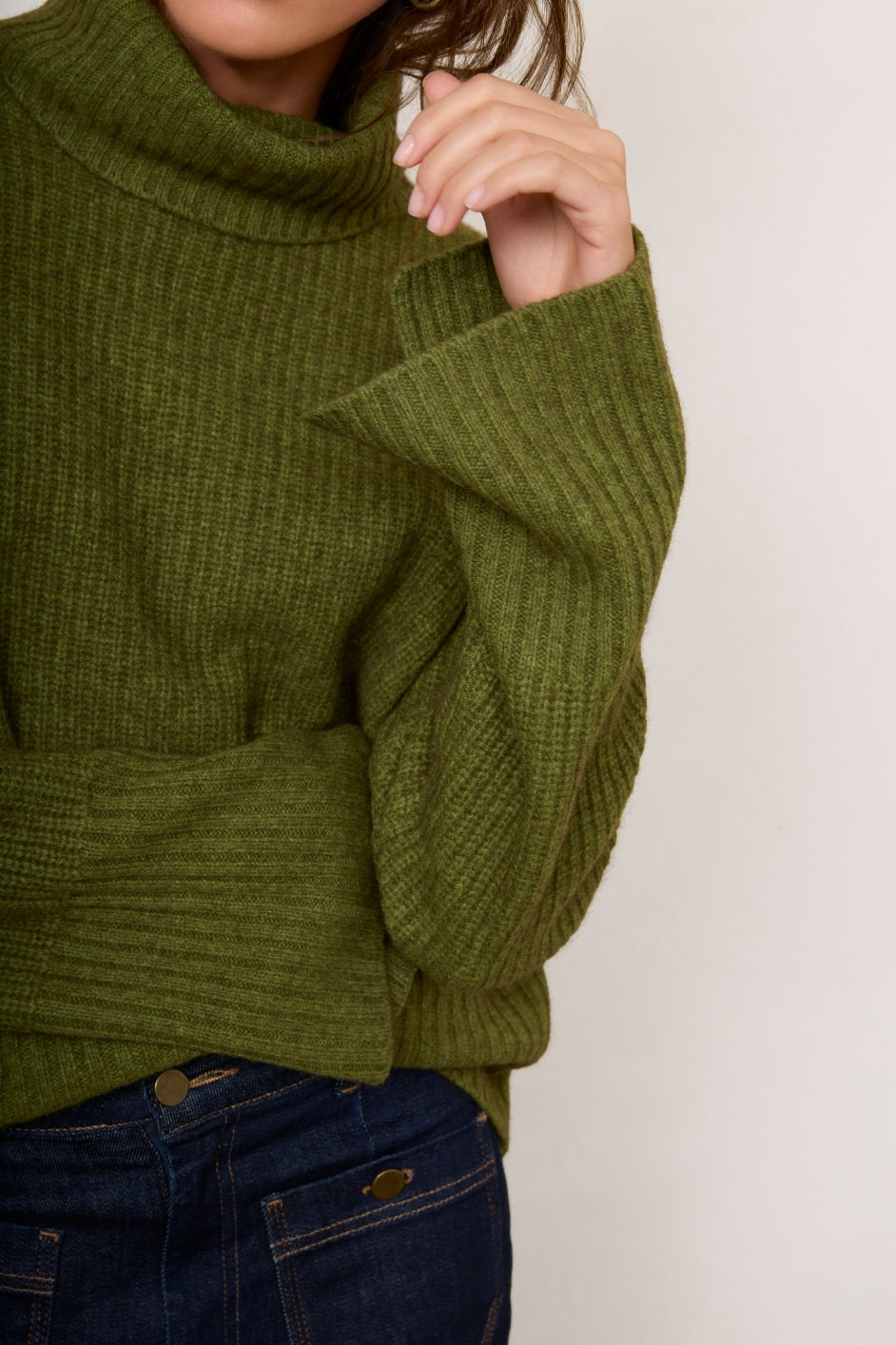 Yasmine Yak Wool Roll Neck Jumper - Khaki – WYSE London