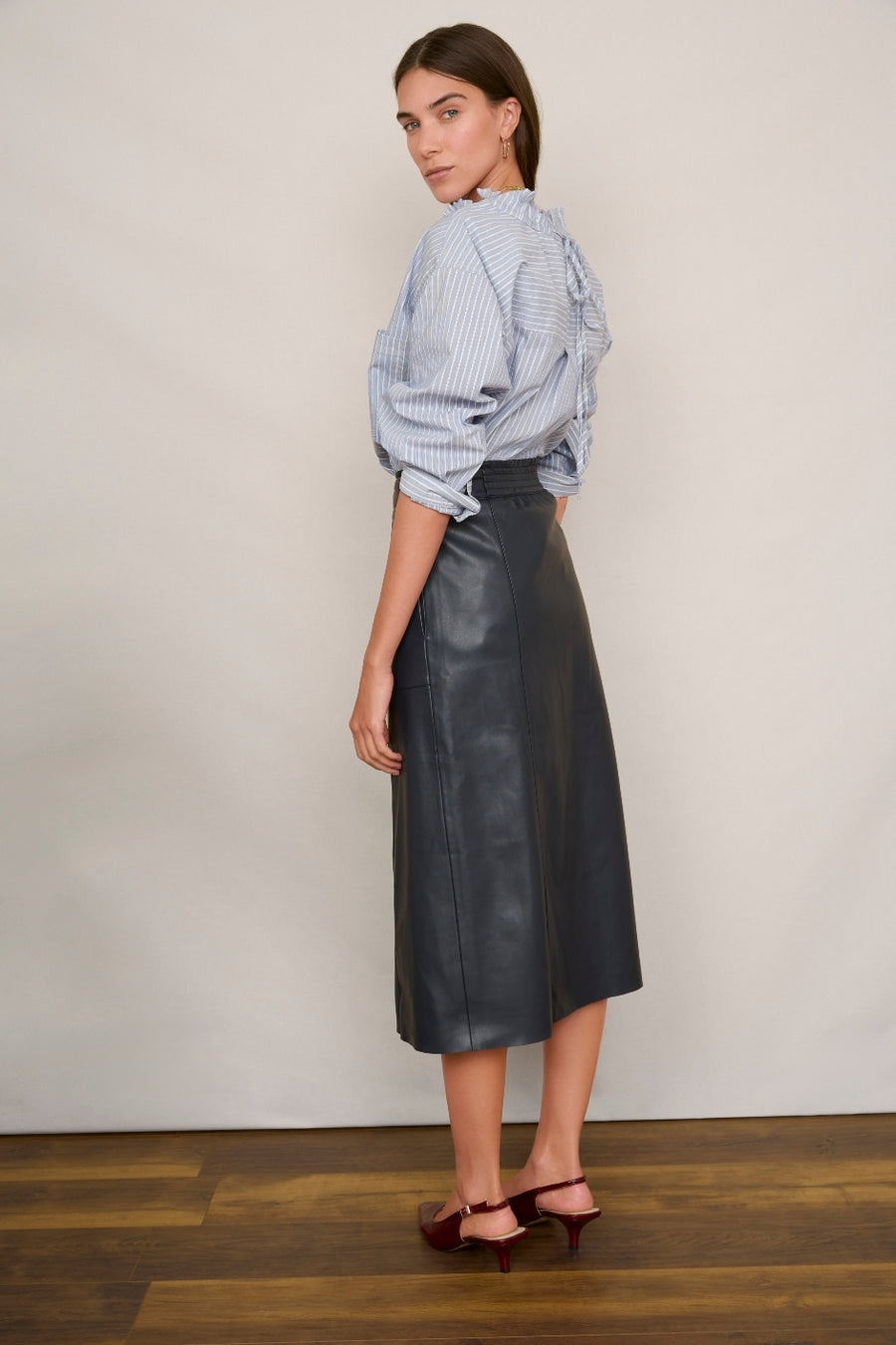 Zadie Faux Leather Skirt - Blue/Black