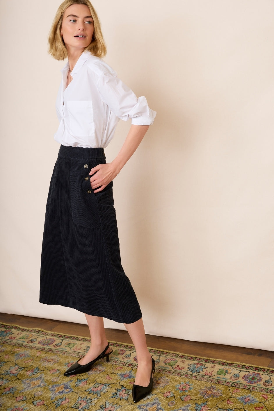 Zinnia Cord Skirt - Midnight