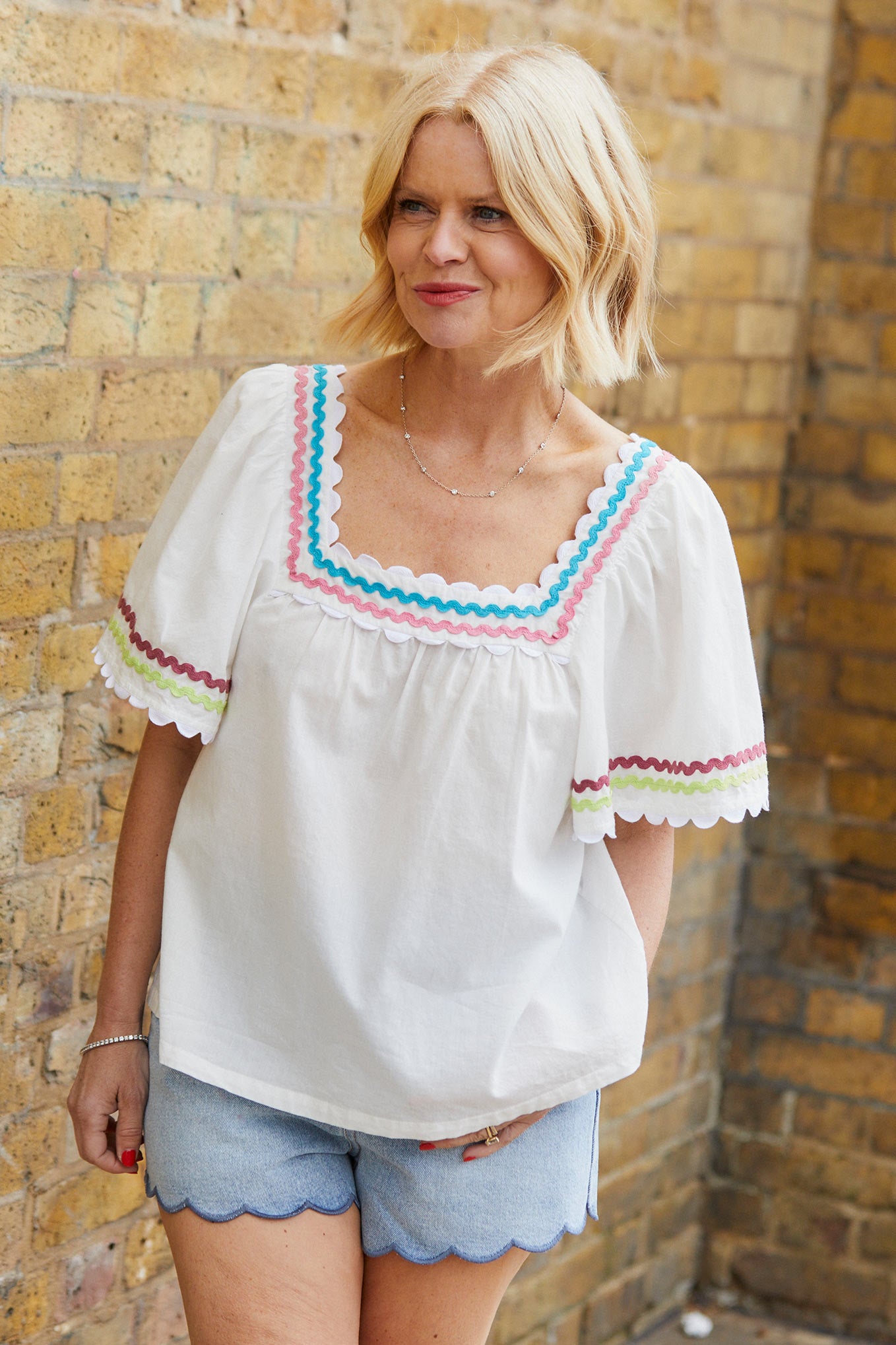 Zoe Ric Rac Top - White/Multi